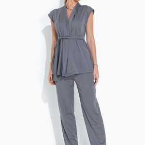 Conjunto Cinza Cardigan e Calça