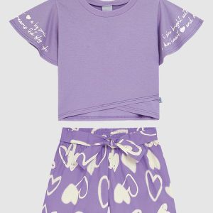 Conjunto Corações com Transpasse Roxo