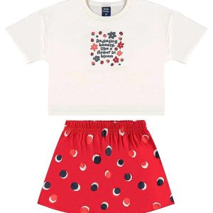Conjunto Cropped e Short-Saia Bege