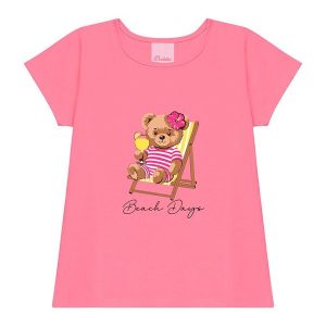 Conjunto Infantil Blusa Beach Days e Short Rosa