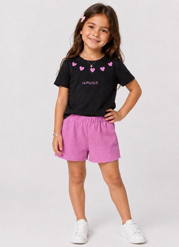 Conjunto Infantil Blusa com Shorts Preto