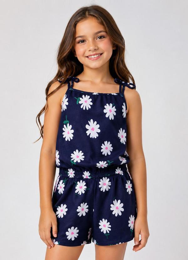 Conjunto Infantil Blusa de Alça e Short Azul