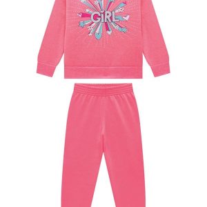 Conjunto Infantil Blusão e Calça Moletom Rosa