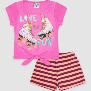 Conjunto Infantil Cotton Rosa
