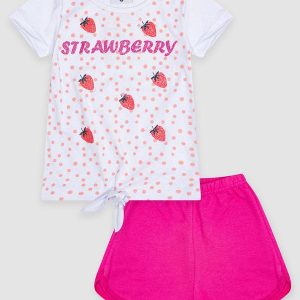 Conjunto Infantil Meia Malha Rosa