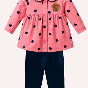 Conjunto Infantil Menina Corações Rosa