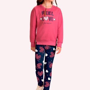 Conjunto Infantil Menina Corações Rosa
