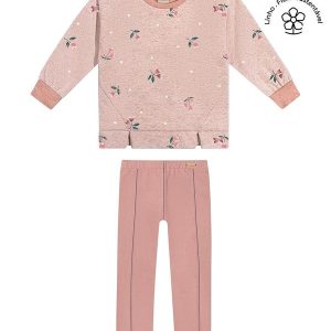 Conjunto Infantil Menina Floral Linho Rosa