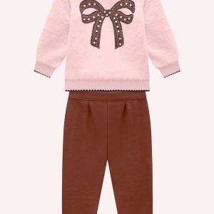 Conjunto Infantil Menina Laço Rosa