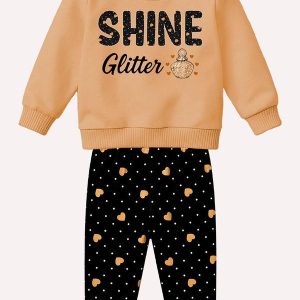 Conjunto Infantil Menina Lettering Marrom