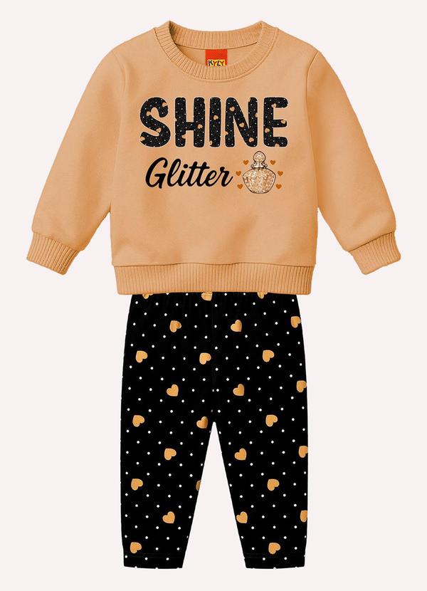 Conjunto Infantil Menina Lettering Marrom