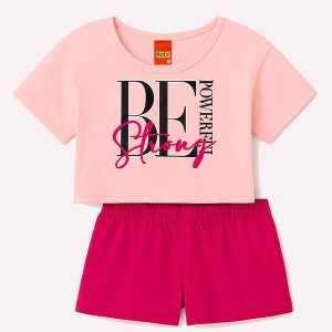 Conjunto Infantil Menina Lettering Rosa