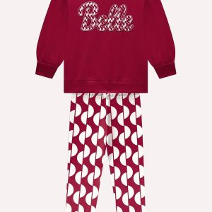 Conjunto Infantil Menina Lettering Vermelho