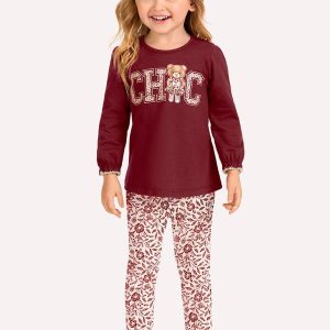 Conjunto Infantil Menina Lettering Vermelho