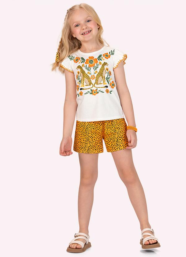 Conjunto Infantil Menina Onças Branco