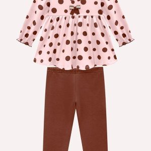 Conjunto Infantil Menina Póas Rosa