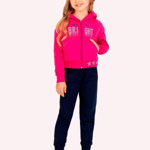 Conjunto Infantil Menina com Capuz Rosa