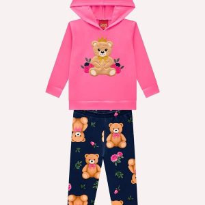 Conjunto Infantil Menina com Pelinhos Rosa