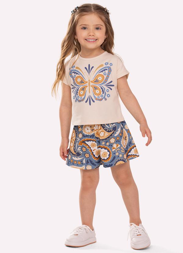 Conjunto Infantil Menina com Strass Bege
