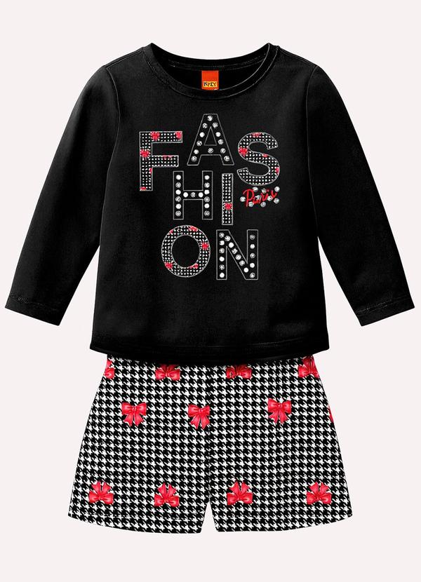 Conjunto Infantil Menina com Strass Preto