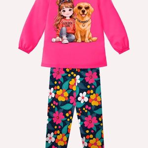 Conjunto Infantil Menina com Strass Rosa