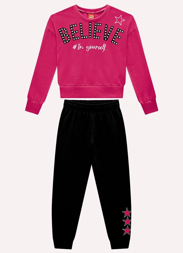 Conjunto Infantil Menina em Algodão Rosa