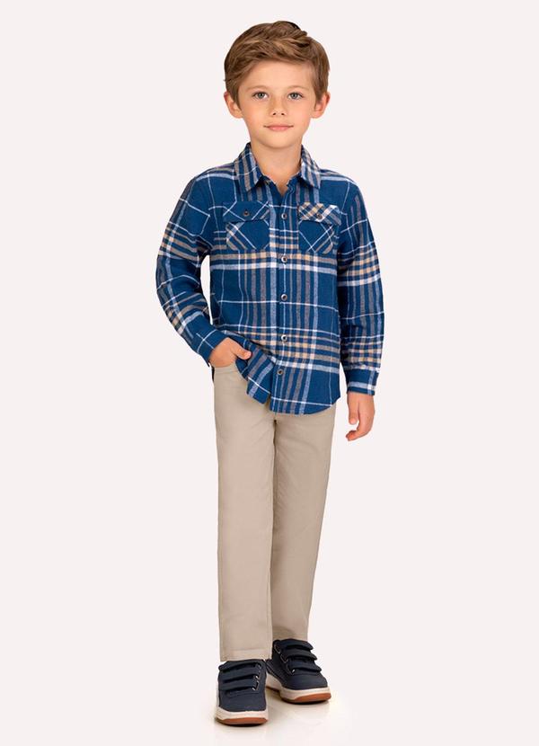 Conjunto Infantil Menino Xadrez Azul