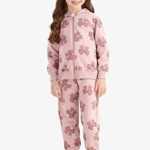 Conjunto Jaqueta e Calça Moletom Sarjado Rosa