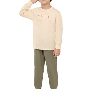 Conjunto Longo Infantil Menino Lettering Bege
