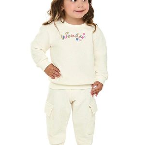Conjunto Menina Infantil Moletom Botonê Bege