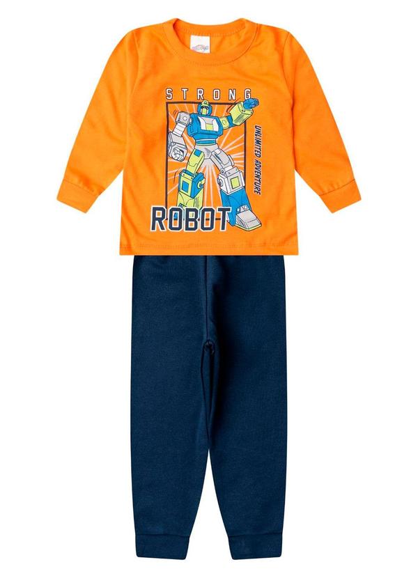 Conjunto Menino Blusa Longa e Calça Laranja