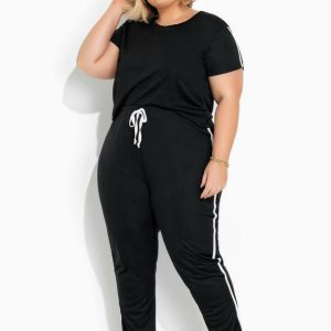 Conjunto Preto com Blusa e Calça Plus Size