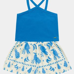 Conjunto Regata Cropped e Short Azul