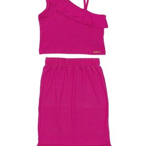 Conjunto Saia Midi e Blusa Infantil Rosa