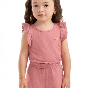 Conjunto Texturizado Infantil Menina Rosa