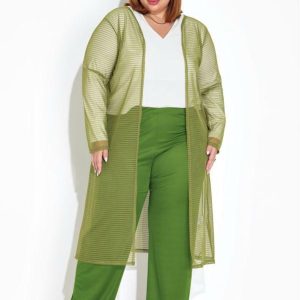 Conjunto Verde Cardigan e Calça Plus Size
