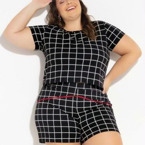 Conjunto Xadrez com Blusa e Short Plus Size