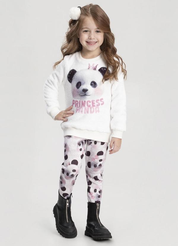 Conjunto com Calça Estampada e Blusão Branco