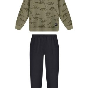 Conjunto com Calça e Blusão Estampado Verde