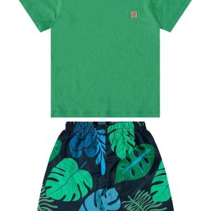 Conjunto com Camiseta e Bermuda Verde