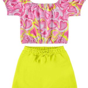 Conjunto com Cropped e Short-Saia Verde