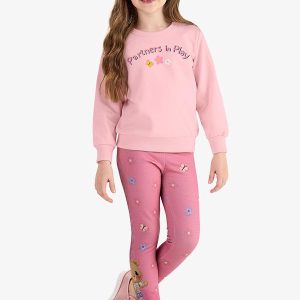 Conjunto de Moletom com Legging e Blusão Rosa
