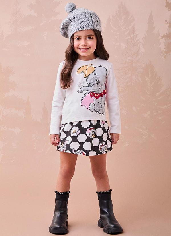 Conjunto do Dumbo com Strass de Moletom Branco