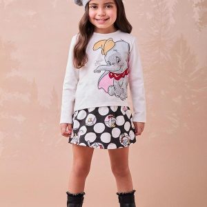 Conjunto do Dumbo com Strass de Moletom Branco