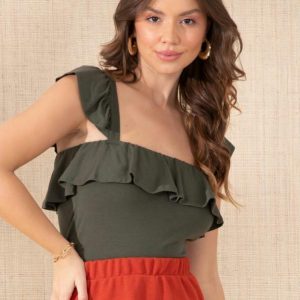 Cropped Verde com Babados