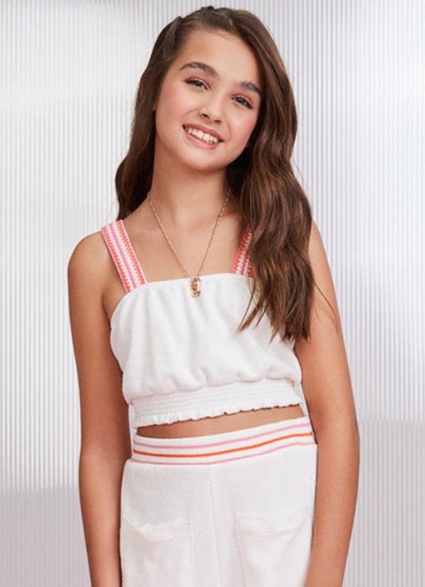 Cropped com Alça de Tricot Branco