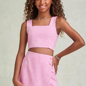 Cropped de Linho Rosa