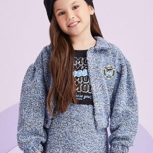 Jaqueta Bomber de Tweed Azul Azul