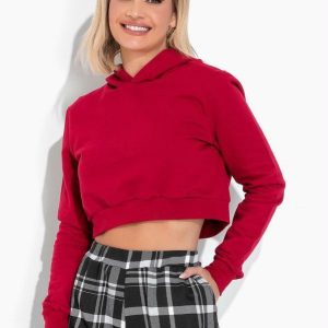 Moletom Vermelho com Capuz e Mangas Longas
