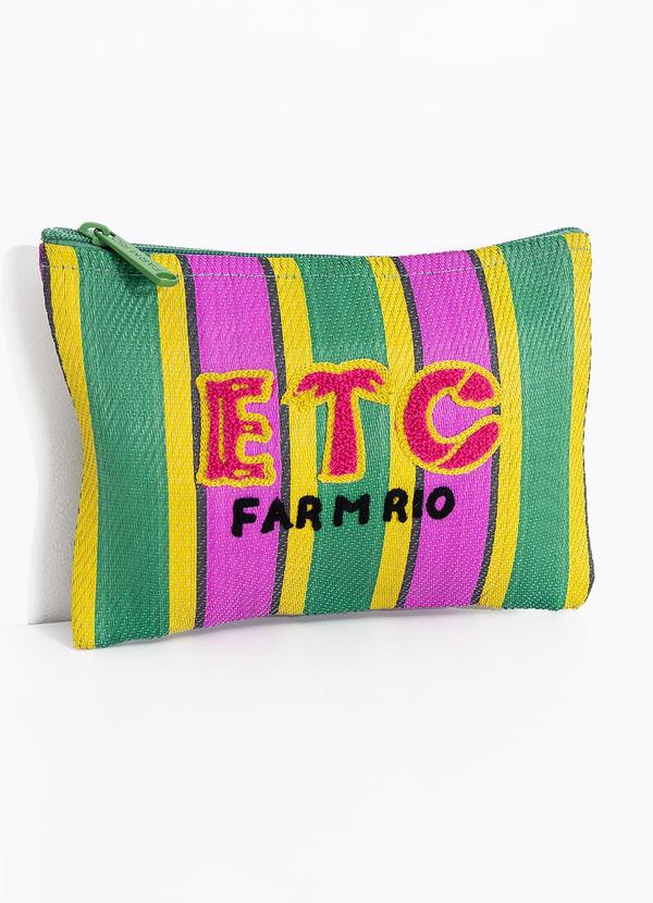 Necessaire Flat Rafia Multicolor Verde